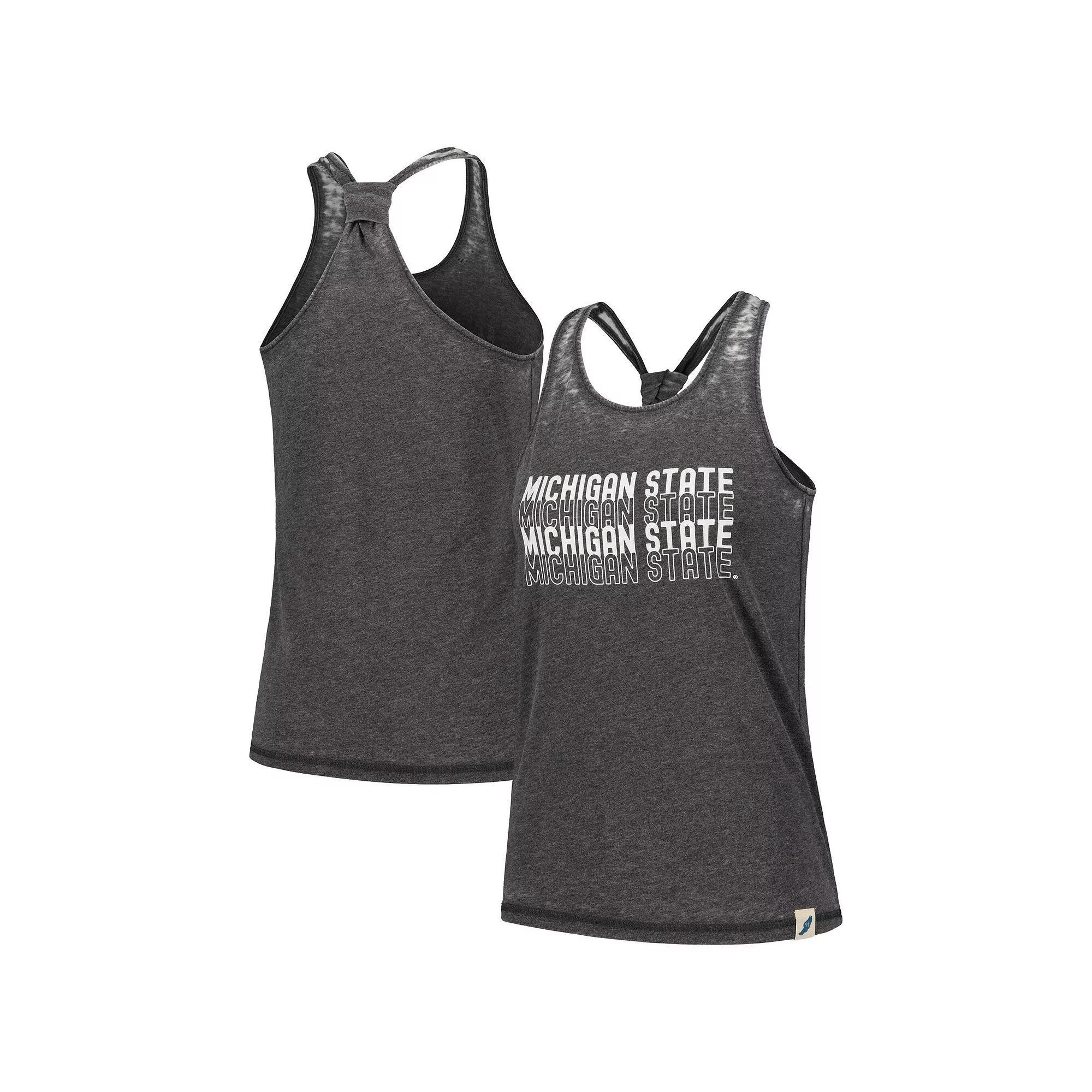 Women's League Collegiate Wear Black Michigan State Spartans Stacked Name Racerback Tank Top, Size: Small Product Image