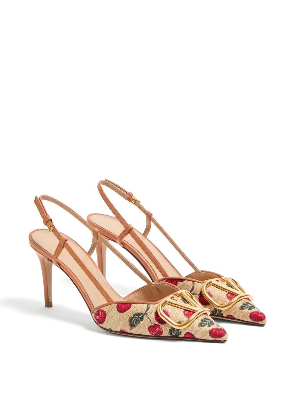 VALENTINO GARAVANI 80mm Vlogo Signature Pumps In Natural/red Product Image