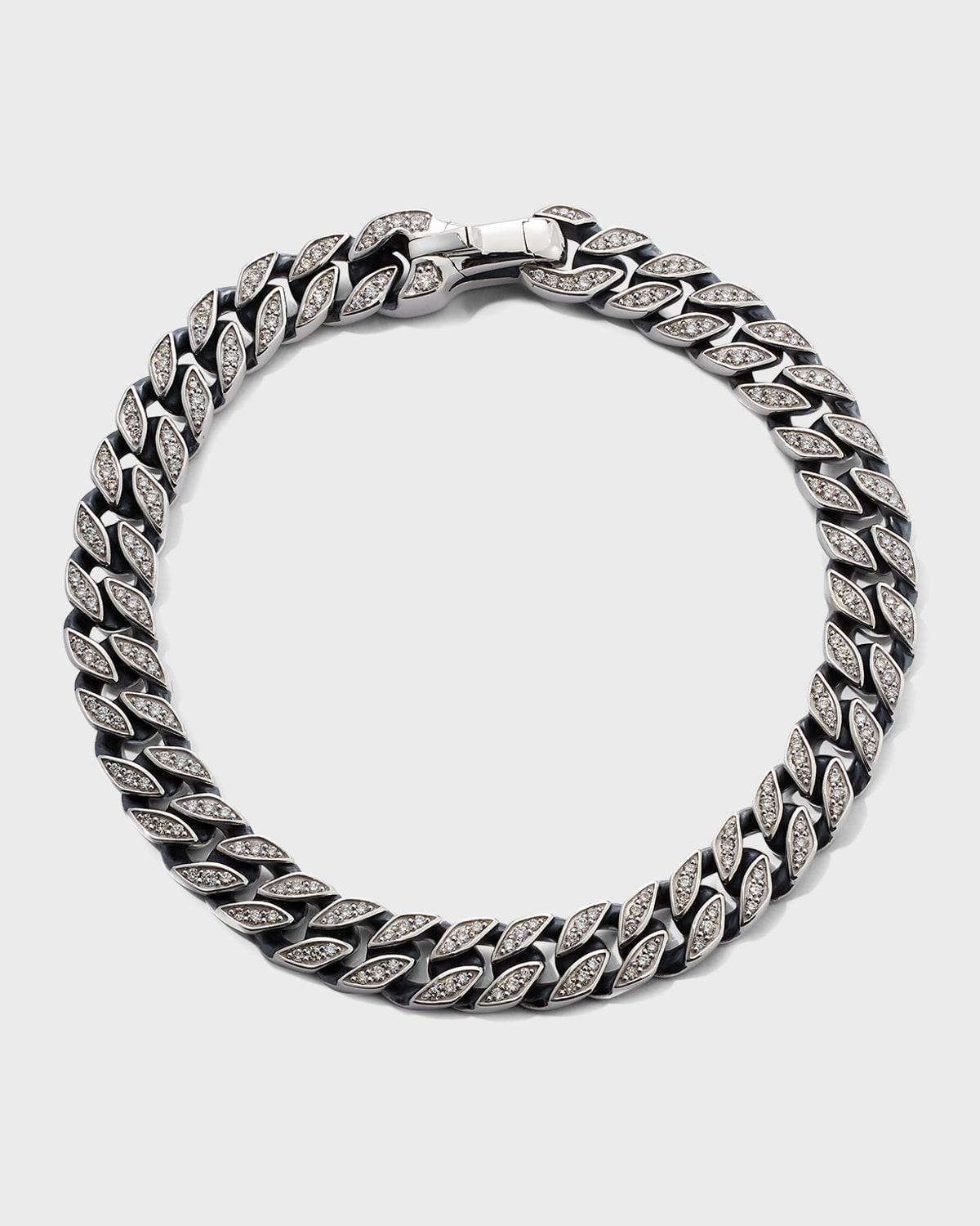 David Yurman Men's Pavé Curb Chain Bracelet in Silver Pave/White Diamond at Nordstrom, Size Medium Product Image