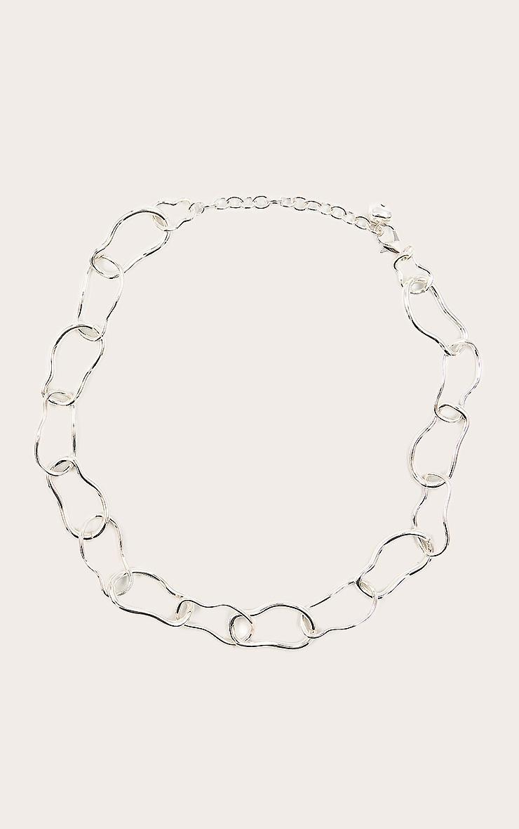 Silver Abstract Molten Link Chain Necklace Product Image