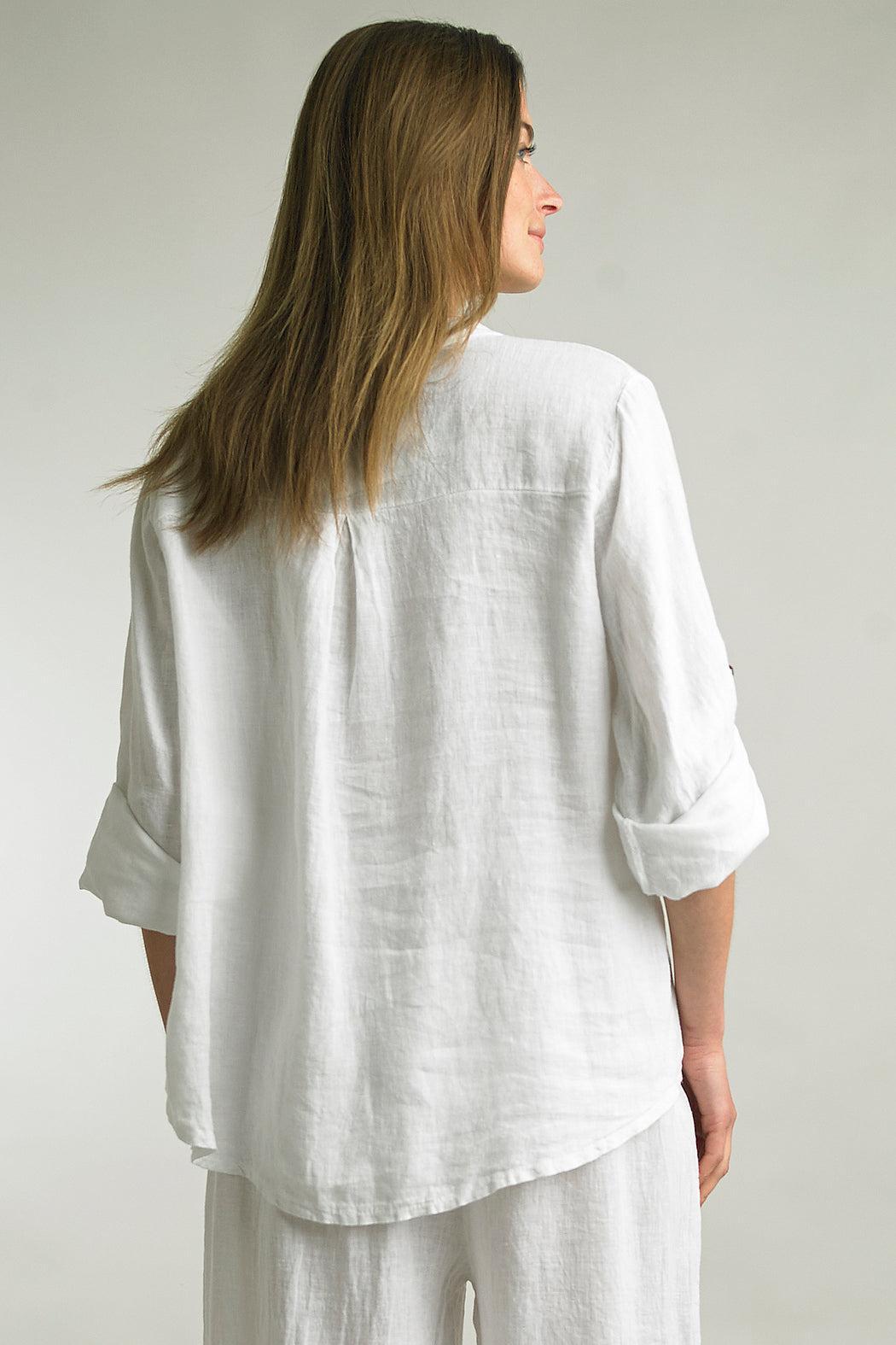 White Henley Top Product Image
