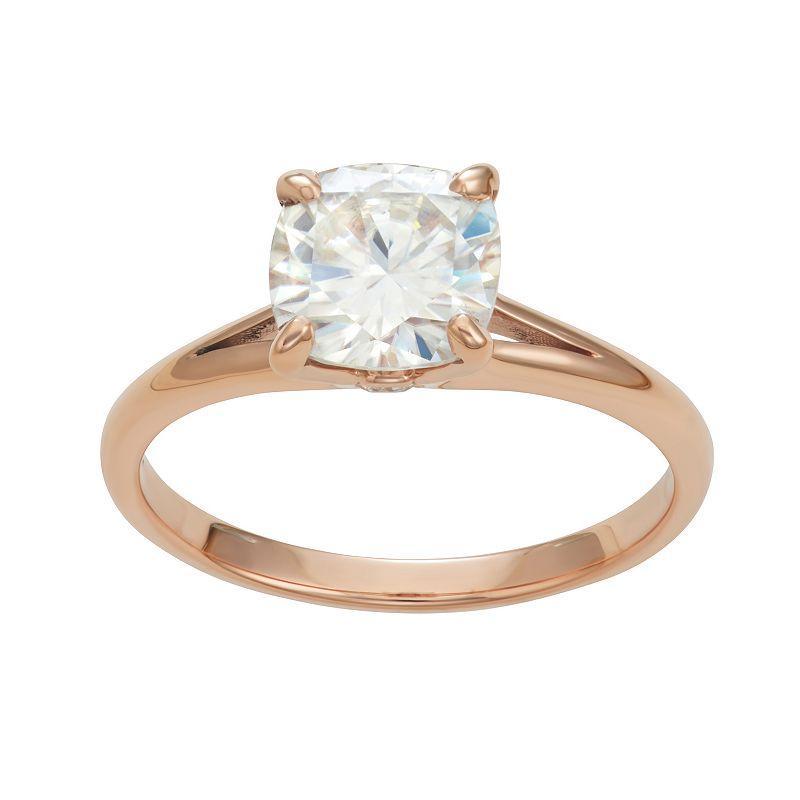 Charles & Colvard 14k Gold 2 Carat T.W. Cushion Lab-Created Moissanite Solitaire Ring, Women's, Size: 9, White Product Image