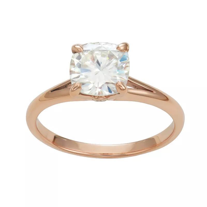 Charles & Colvard 14k Gold 2 Carat T.W. Cushion Lab-Created Moissanite Solitaire Ring, Women's, Size: 9, White Product Image