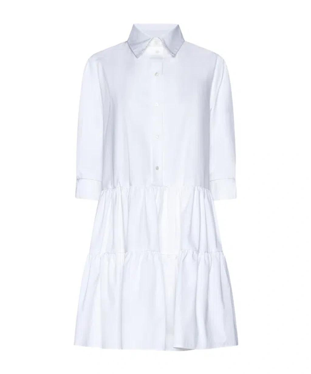 FABIANA FILIPPI Lapel Pleated Dress In White Product Image