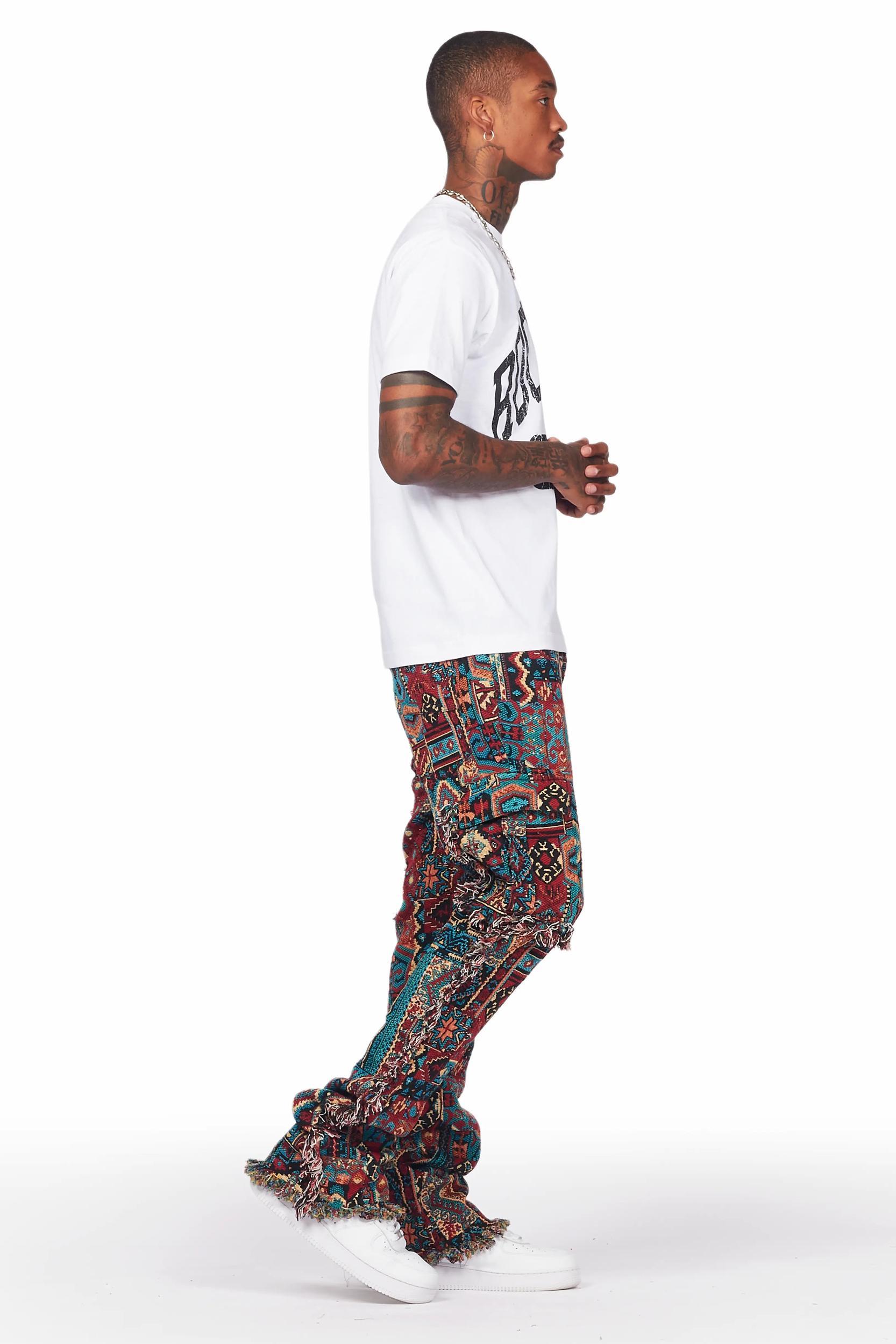 Ayami Red Slim Tapestry Flare Jean Male Product Image