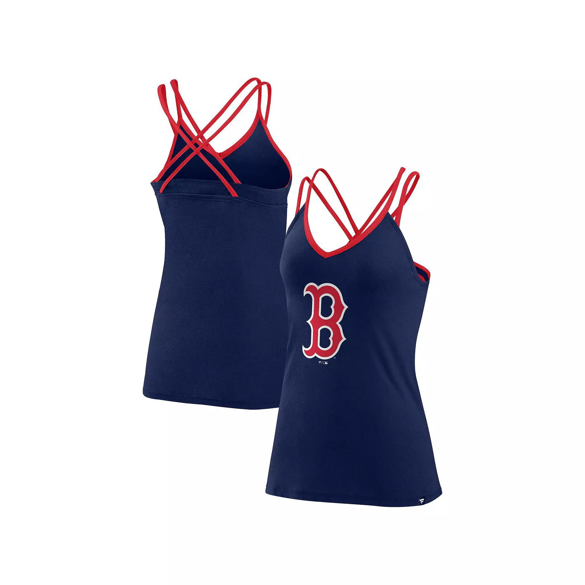 Women's Fanatics Branded Navy Boston Red Sox Barrel It Up Cross Back V-Neck Tank Top, Size: Large, Blue Product Image
