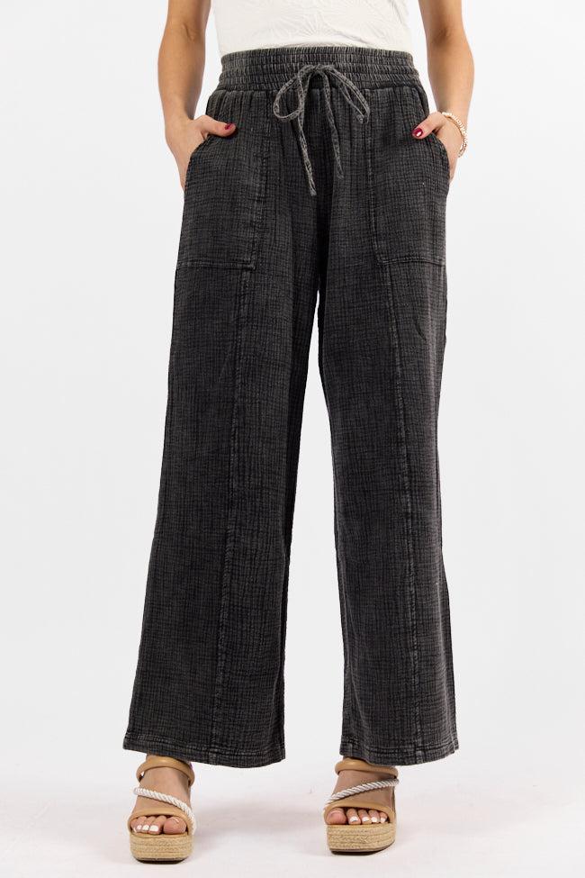 Match My Energy Black Acid Wash Gauze Pants Product Image