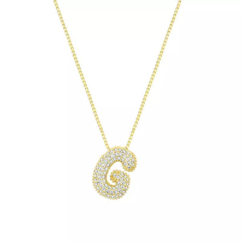Adornia 14k Gold Plated Pave Bubble Letter Necklace, Womens Product Image
