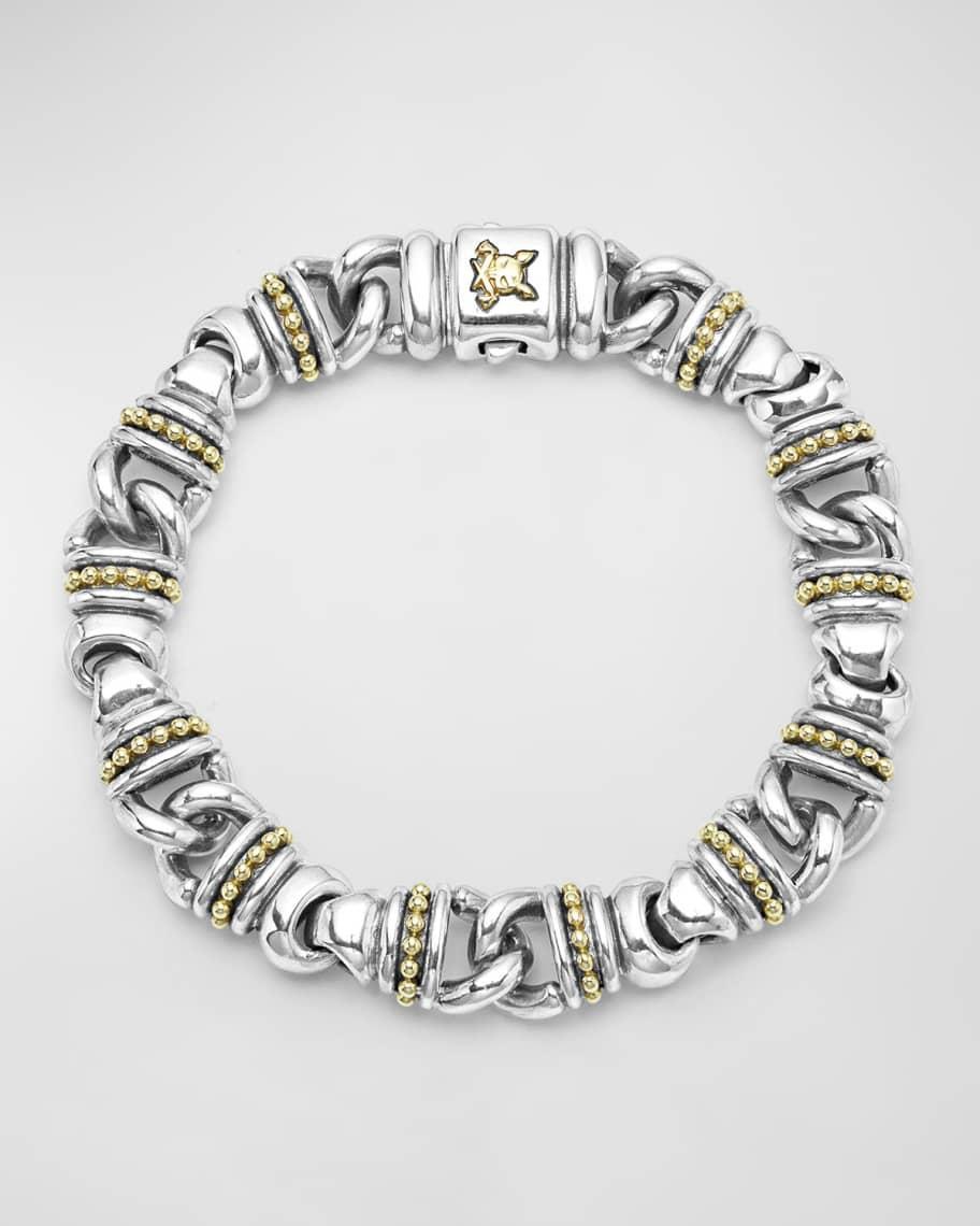 Lagos Mens 18K Yellow Gold & Sterling Silver Anthem Beaded Link Bracelet - Exclusive Product Image