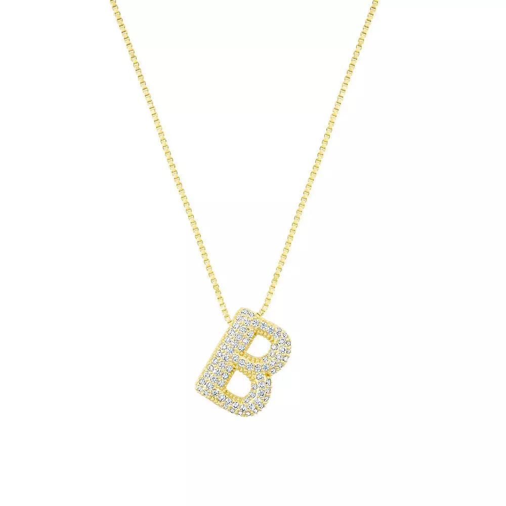 Adornia 14k Gold Plated Pave Bubble Letter Necklace, Womens Product Image