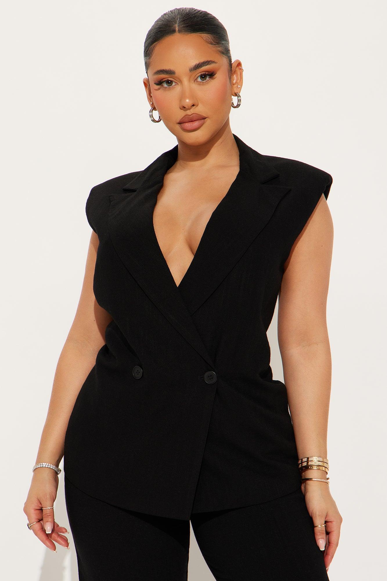 Josie Vest Pant Set - Black Product Image