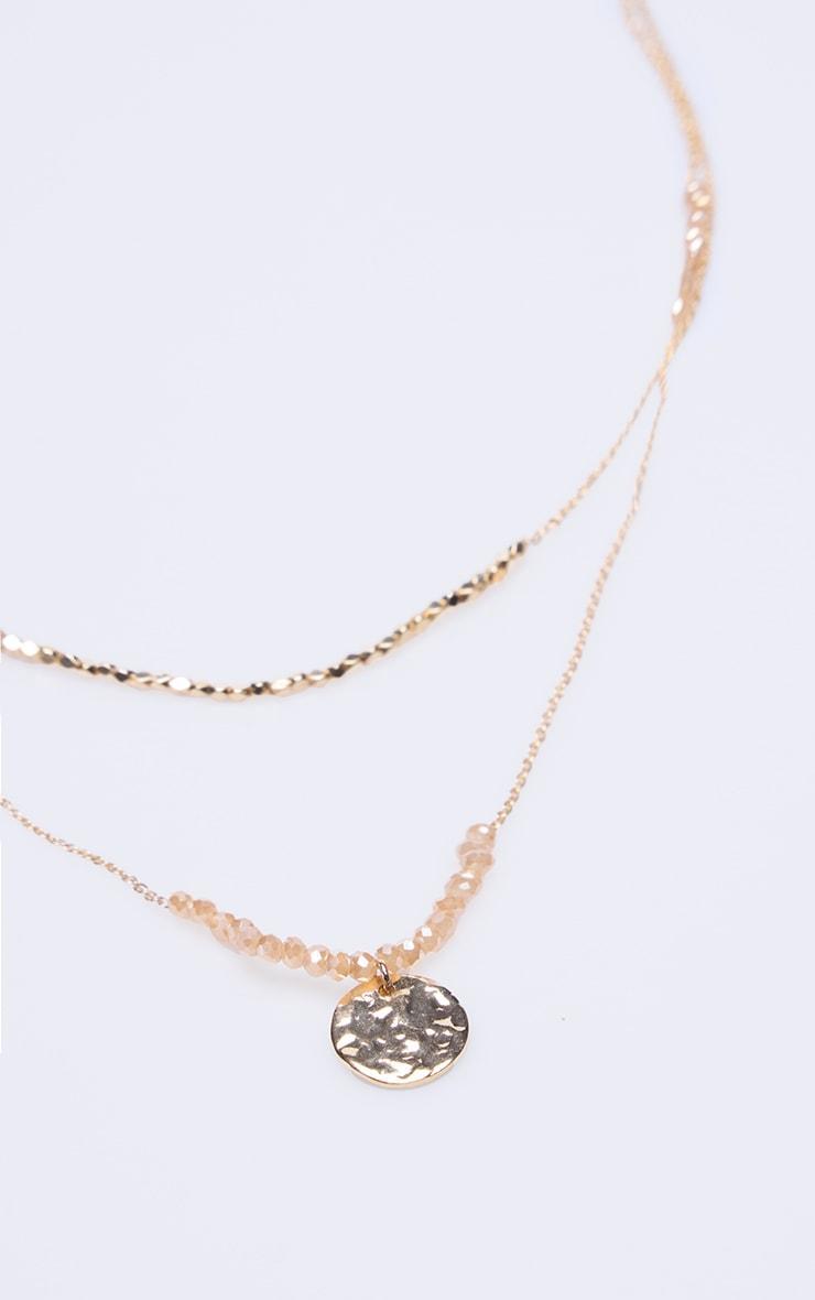 Gold Tonal Bead Layered Necklace Product Image