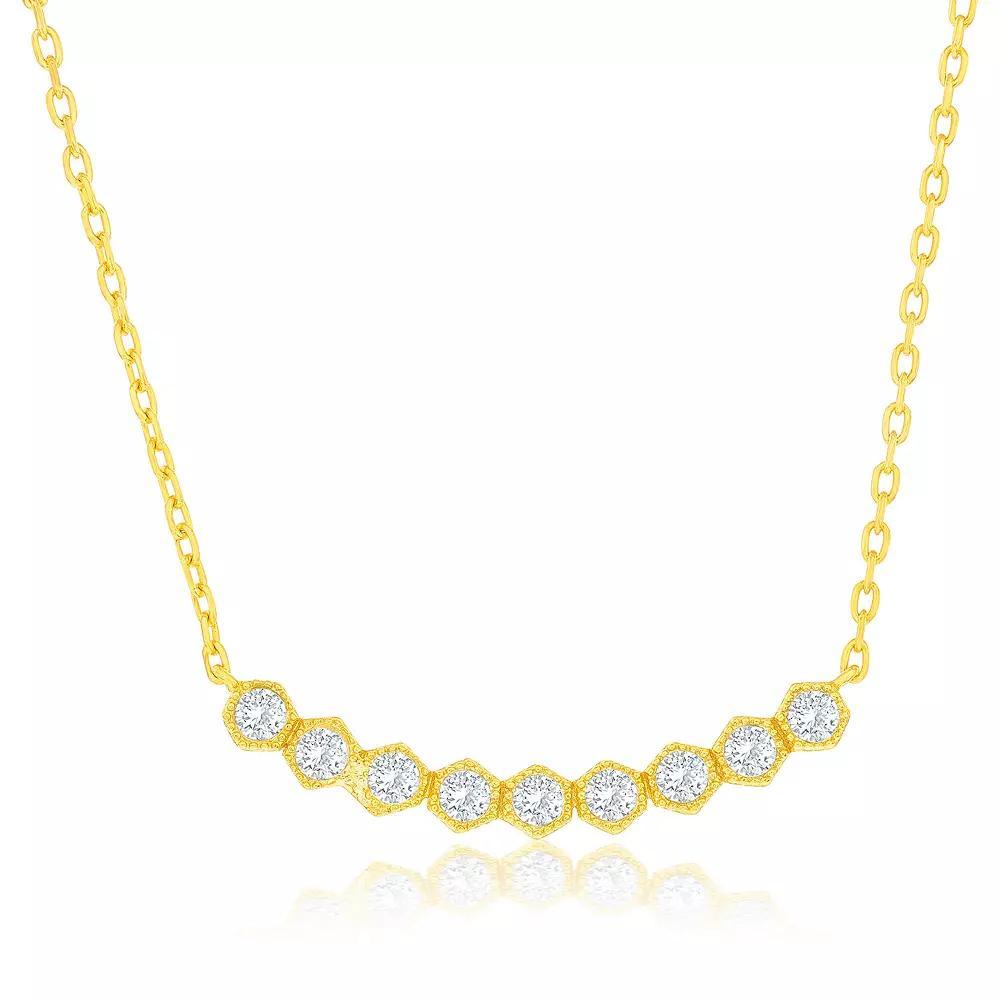 Argento Bella Sterling Silver Cubic Zirconia Hexagon Curved Bar Necklace, Women's, Size: 16-18" ADJ, Gold Tone Product Image