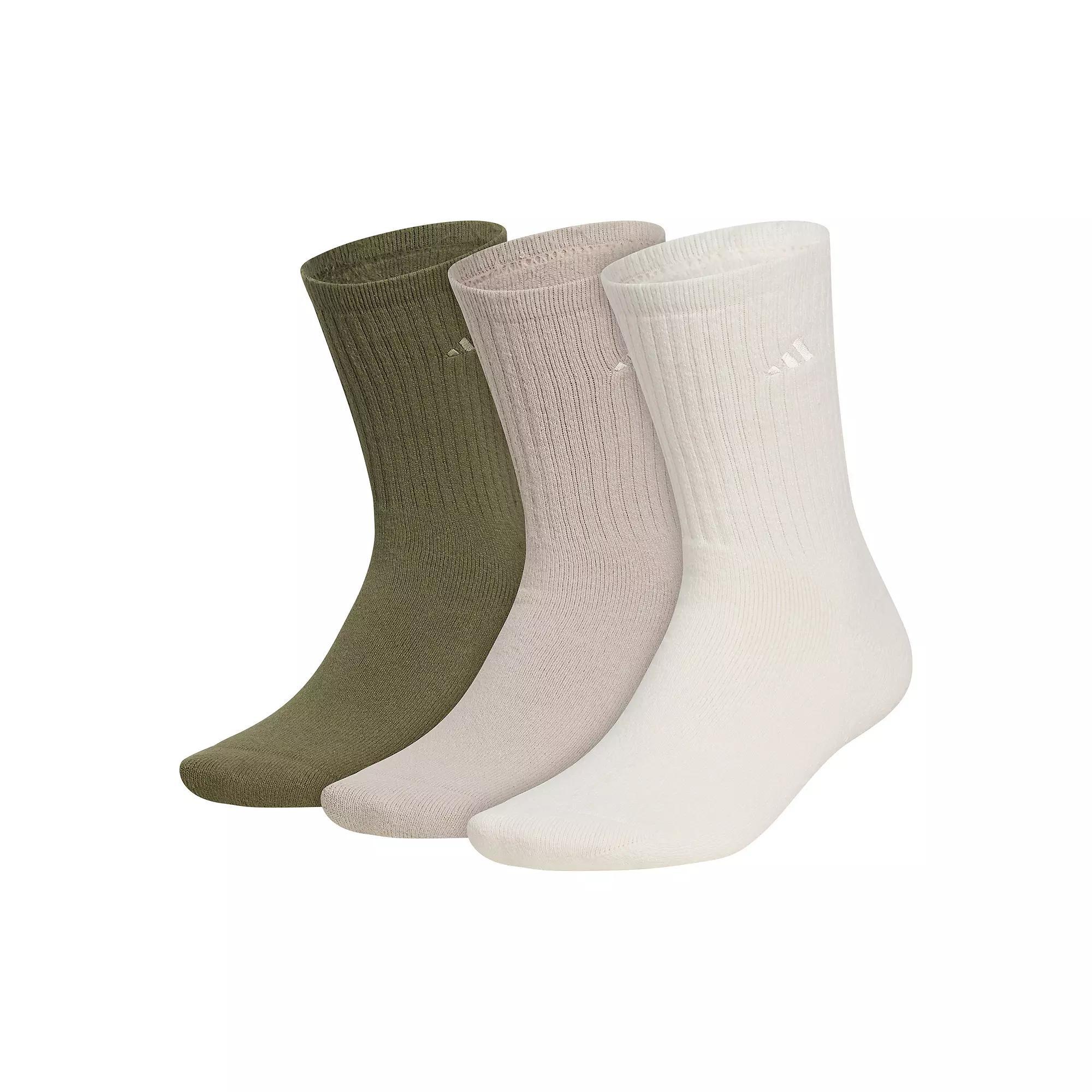 Men's adidas Cushioned Comfort 3-Pack Crew Socks, Size: 6-12, Olive Beige Product Image