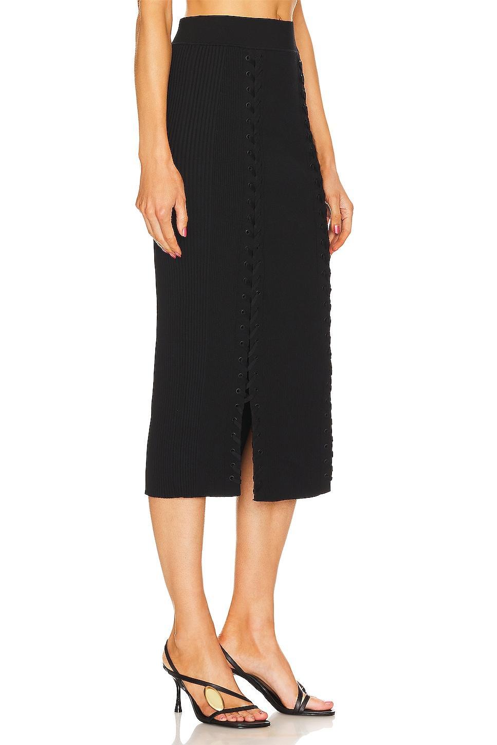 Helix Lace-Up Rib-Knit Midi Skirt Product Image