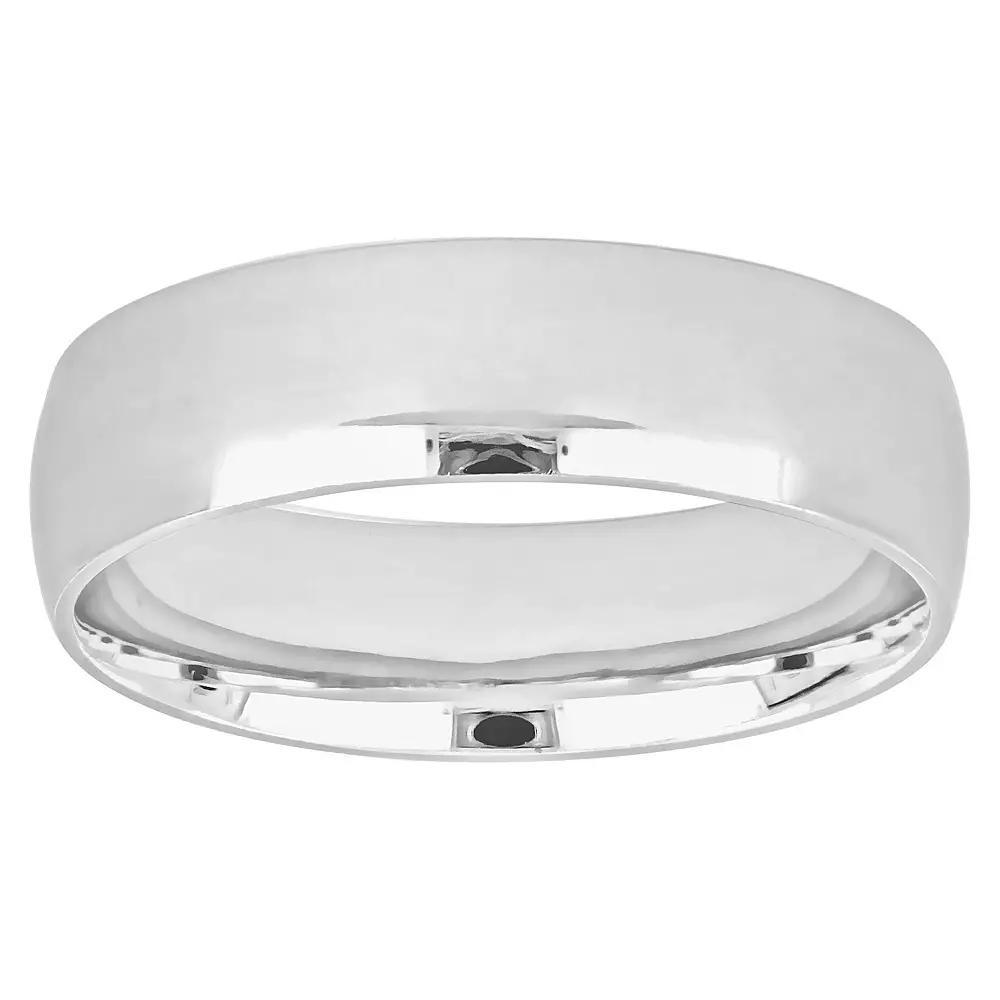 Stella Grace 14k White Gold Men's 6 mm Polished Wedding Band, Size: 9 Product Image