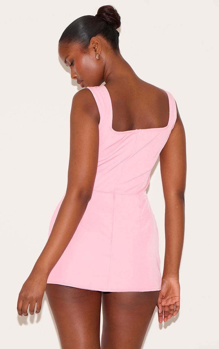 Candy Pink Woven Pocket Detail Sleeveless Skort Romper Product Image