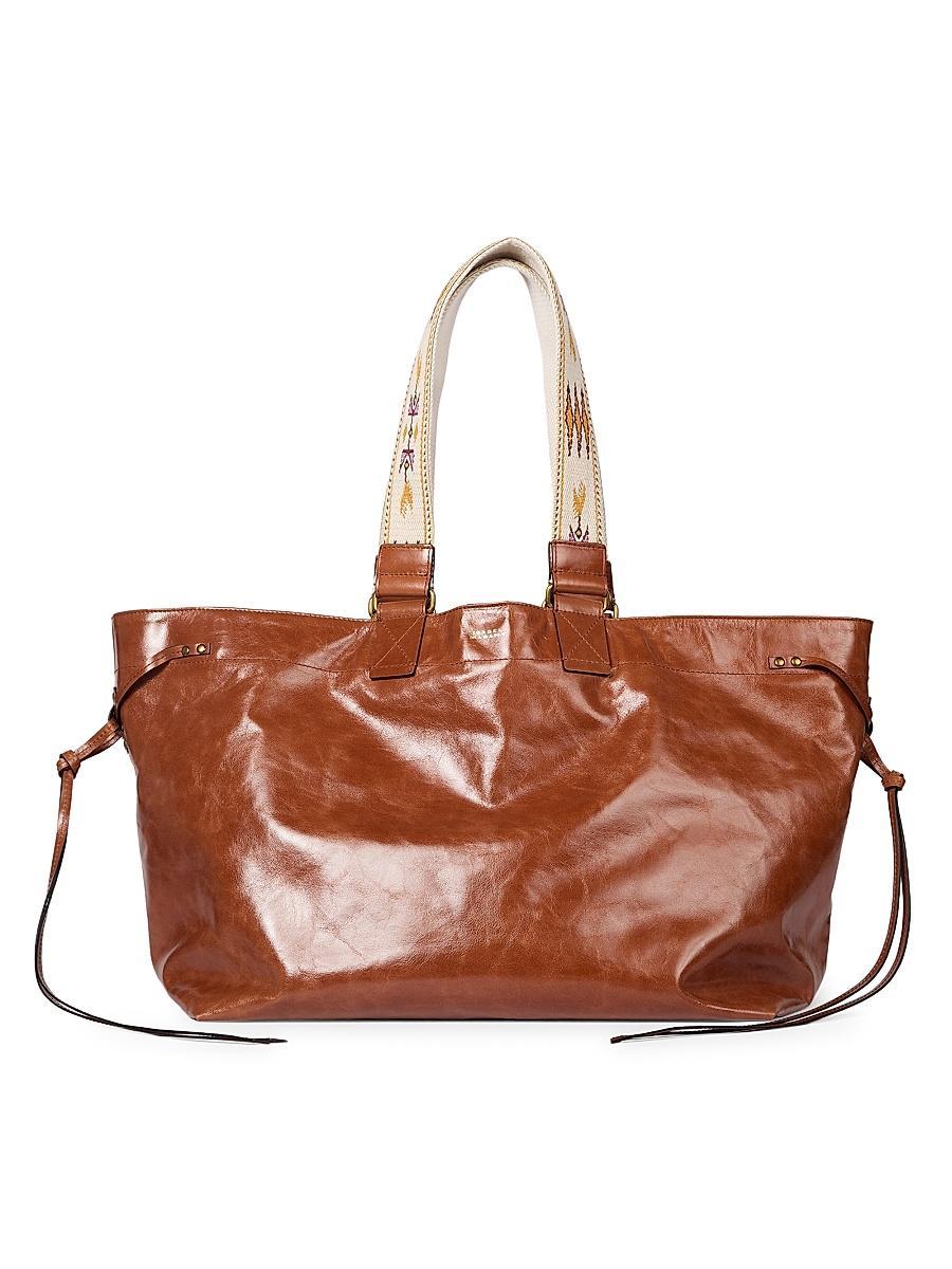 Womens Wardy Embroidered-Strap Leather Tote Bag Product Image