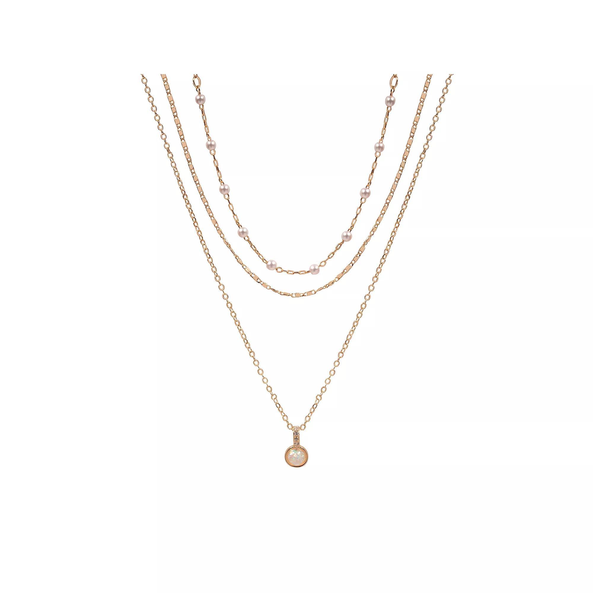 LC Lauren Conrad 3-Row Pendant Necklace, Women's, White Product Image
