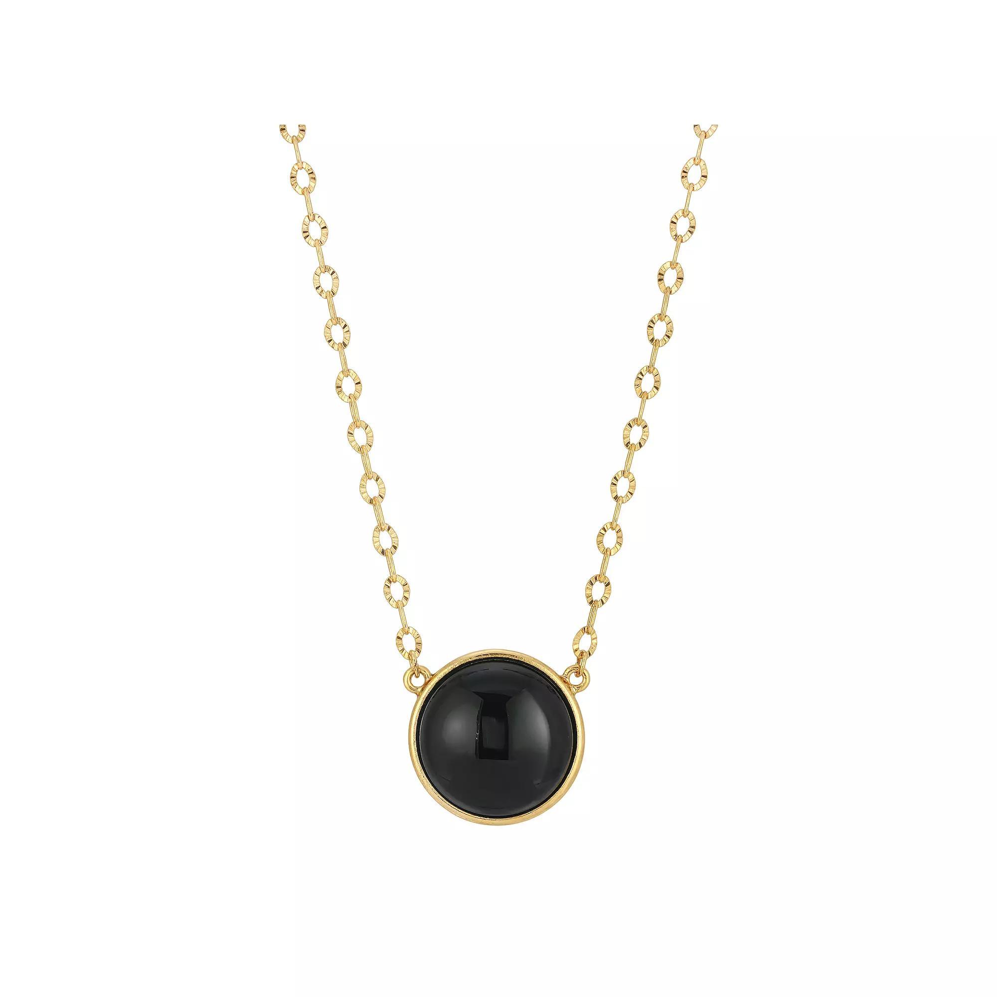 1928 Gold Tone Simulated Onyx Necklace, Womens, Black Product Image