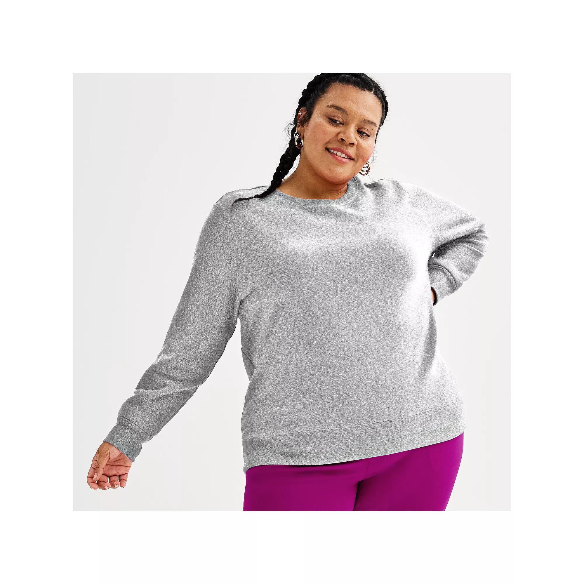 Plus Size Tek Gear® Ultrasoft Fleece Crewneck Sweatshirt, Women's, Size: 4XL, Dark Frost Grey Product Image
