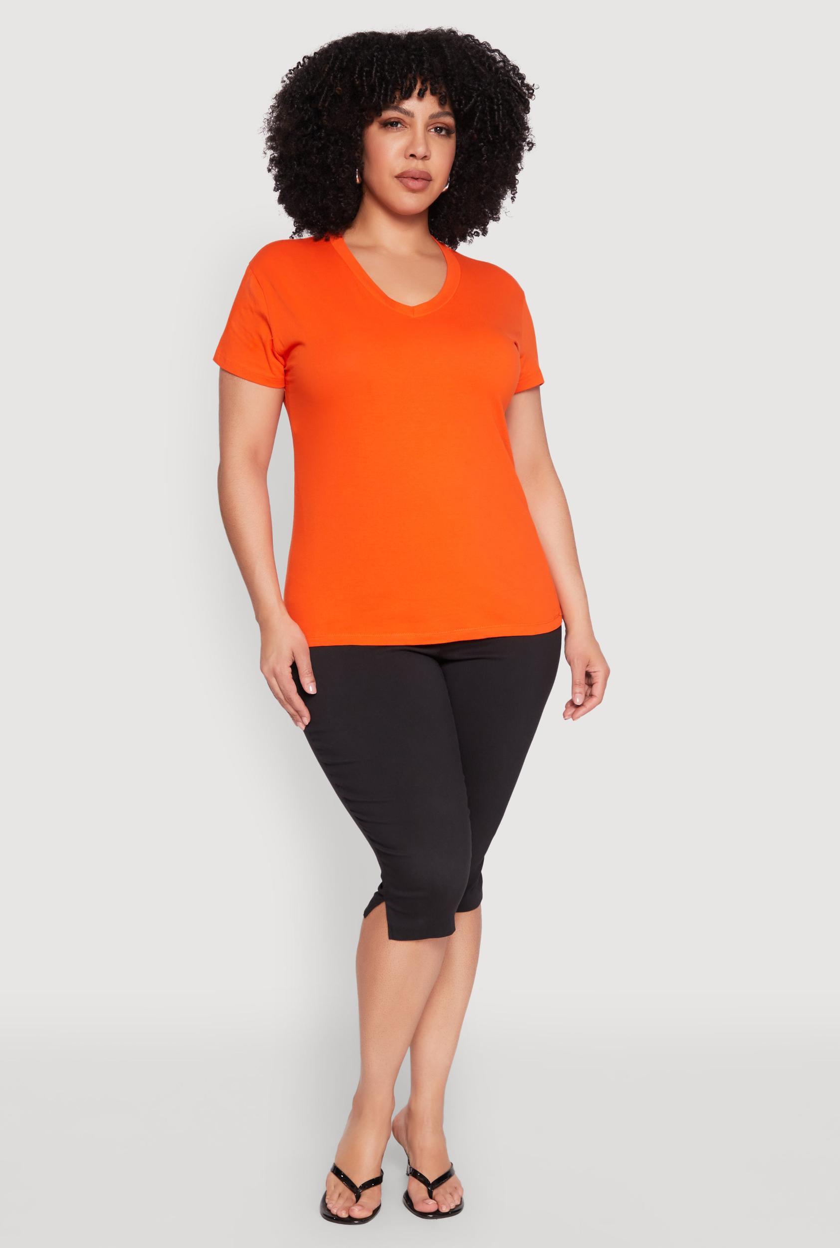 Womens Plus Size V Neck Short Sleeve Top Product Image