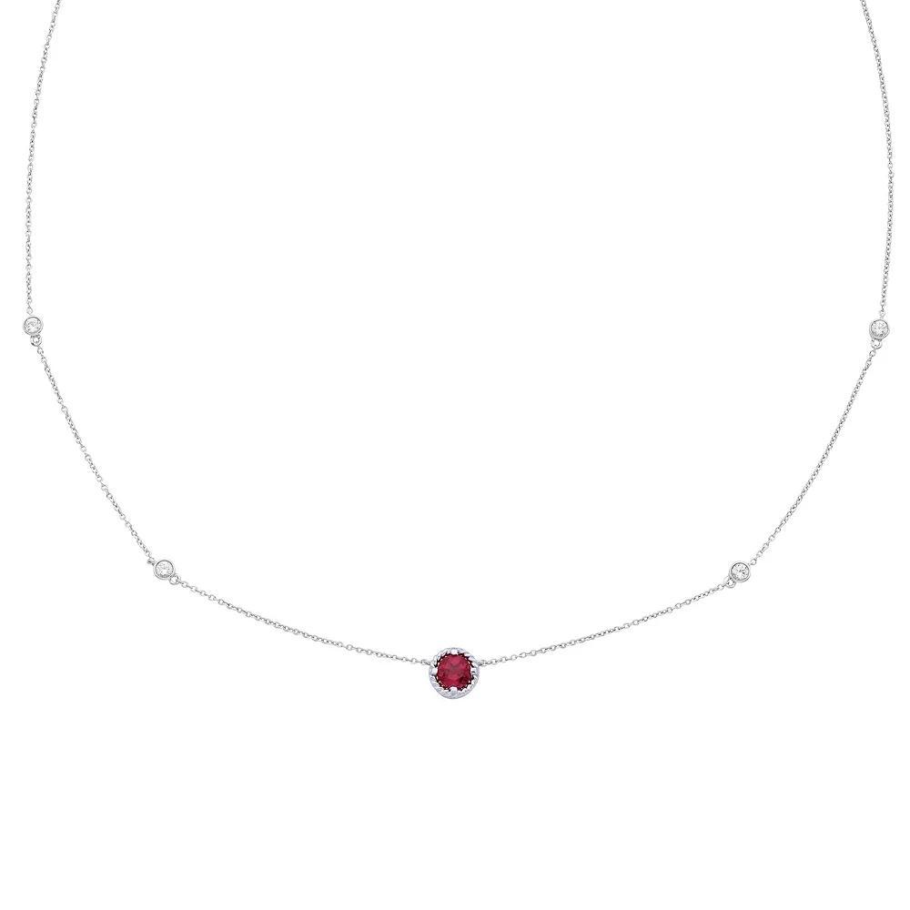 Boston Bay Diamonds Sterling Silver Lab-Grown Ruby & White Sapphire Necklace, Women's, Size: 18-20" ADJ Product Image