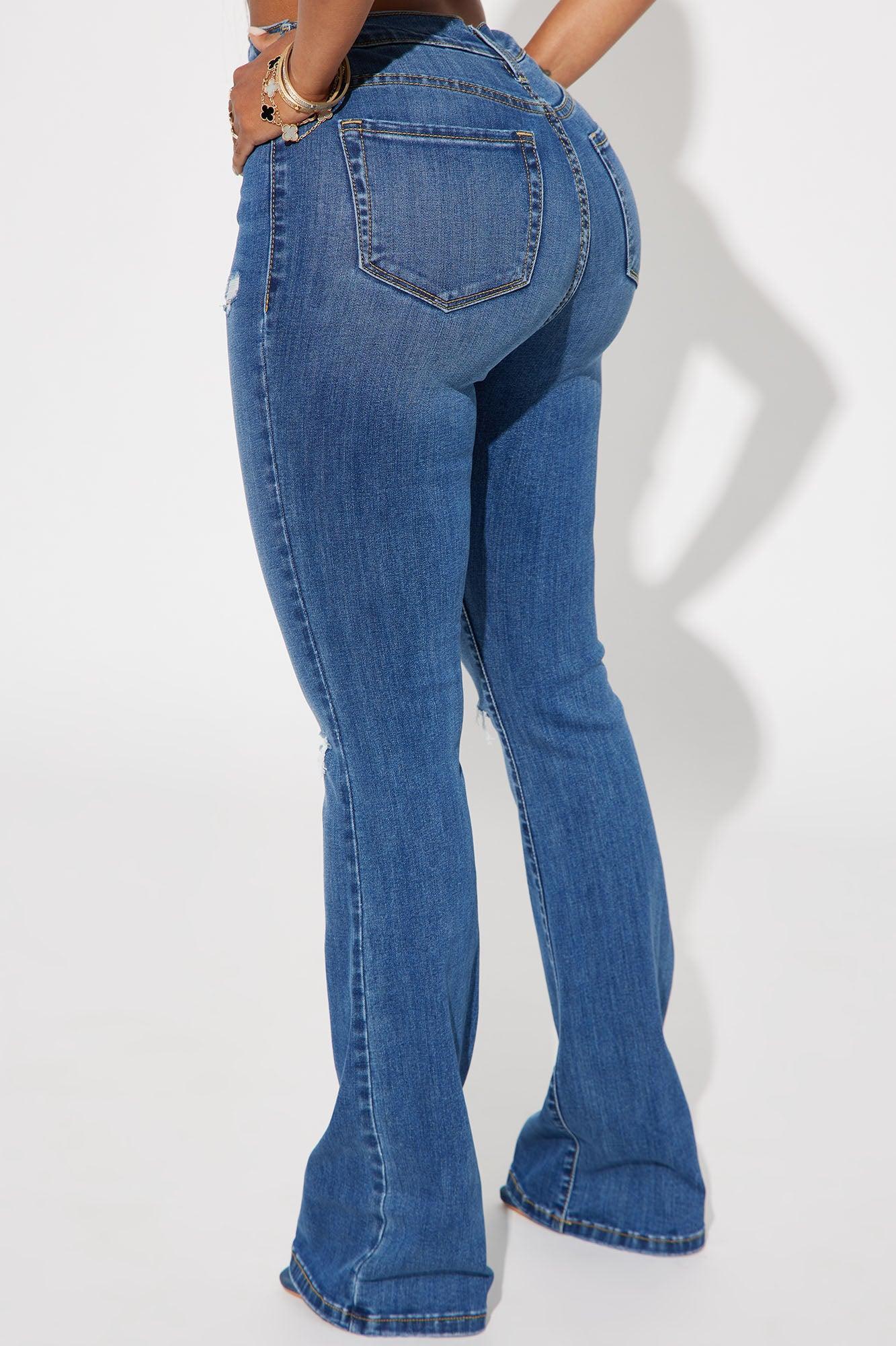 Pleasure Seeker Soft Stretch Flare Jeans - Dark Wash Product Image