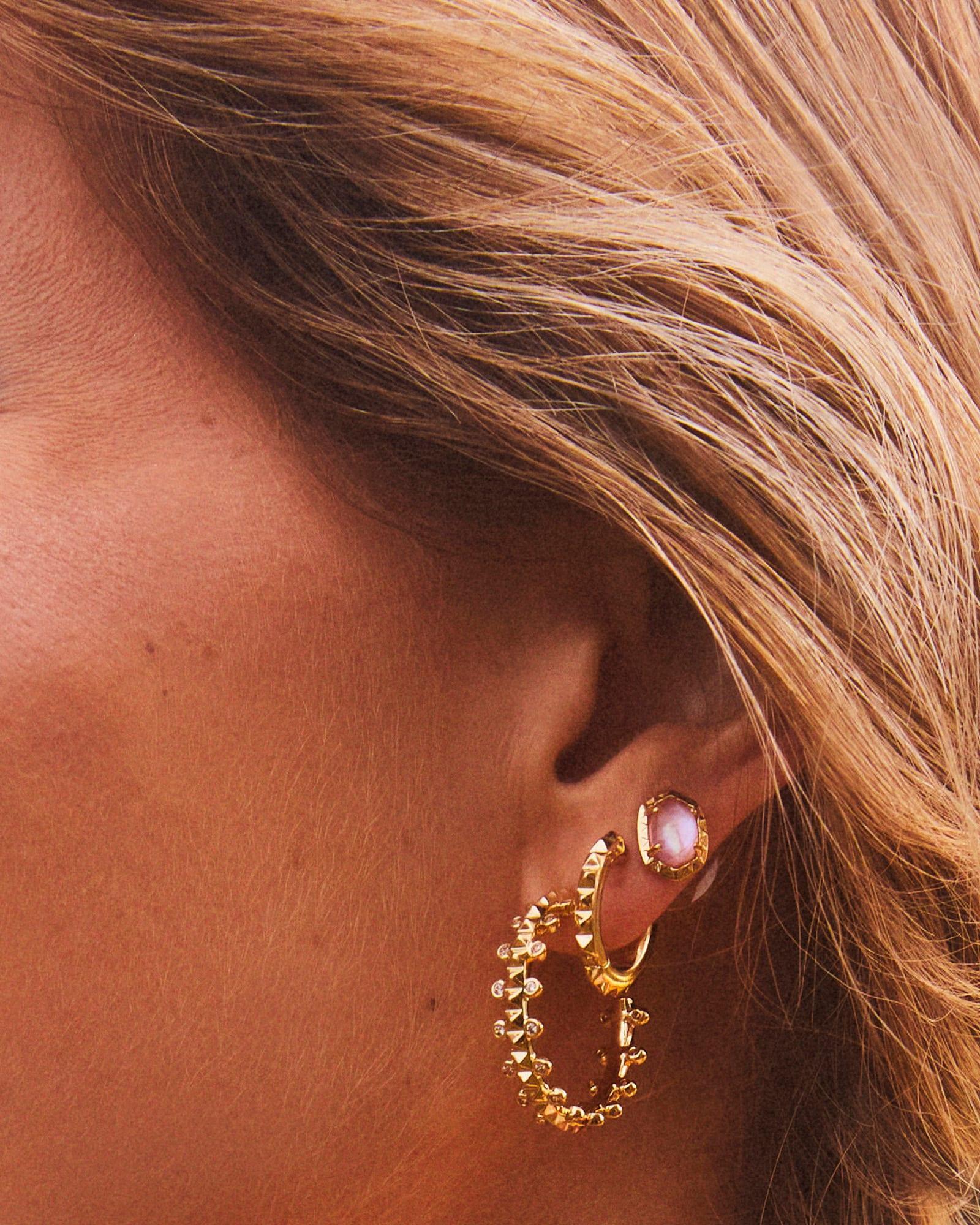 Daphne Gold Stud Earrings in Light Pink Iridescent Abalone Product Image