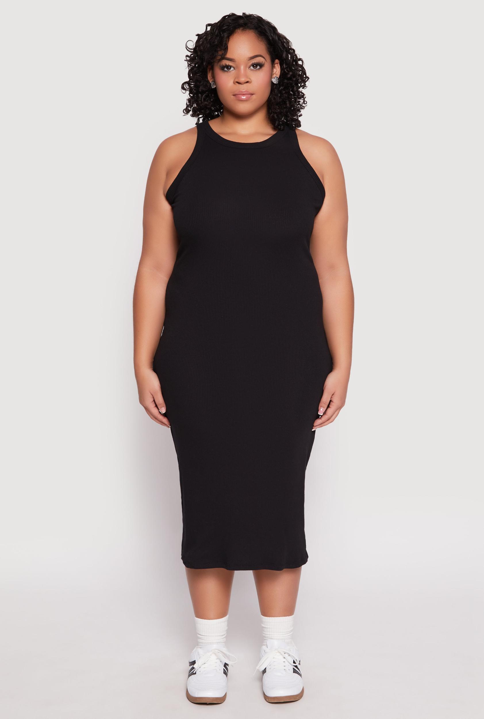 Womens Plus Size Almost Famous Racerback Tank Dress Product Image