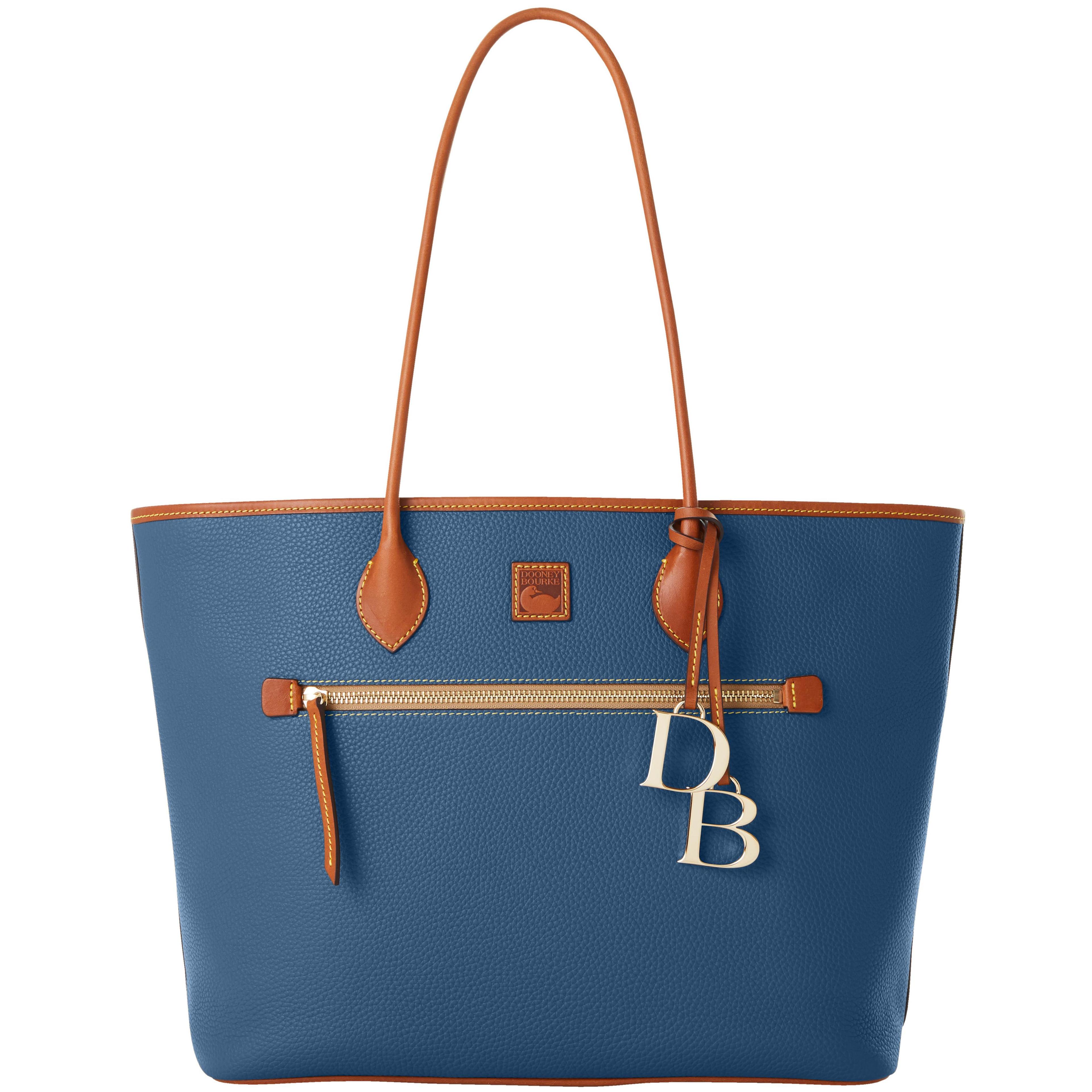 Dooney & Bourke Womens Pebble Grain Large Leather Tote Shopping Bag in Coral Product Image