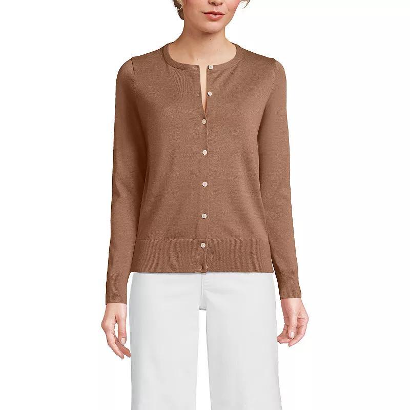 Womens Lands End Fine-Gauge Cotton Cardigan Sweater Product Image