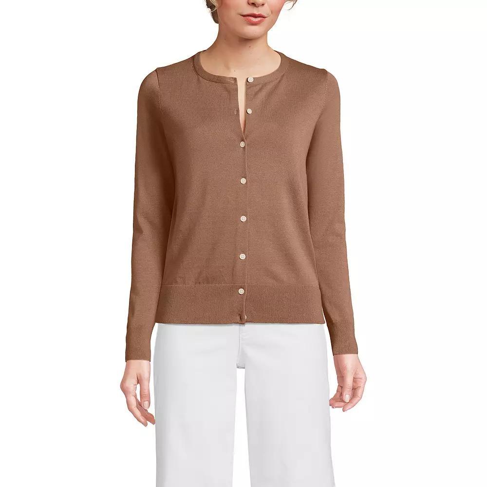 Womens Lands End Fine-Gauge Cotton Cardigan Sweater Product Image