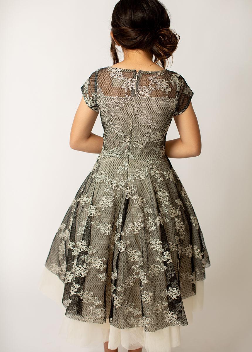 Annalise Petticoat Dress in Black Metallic Girls Product Image