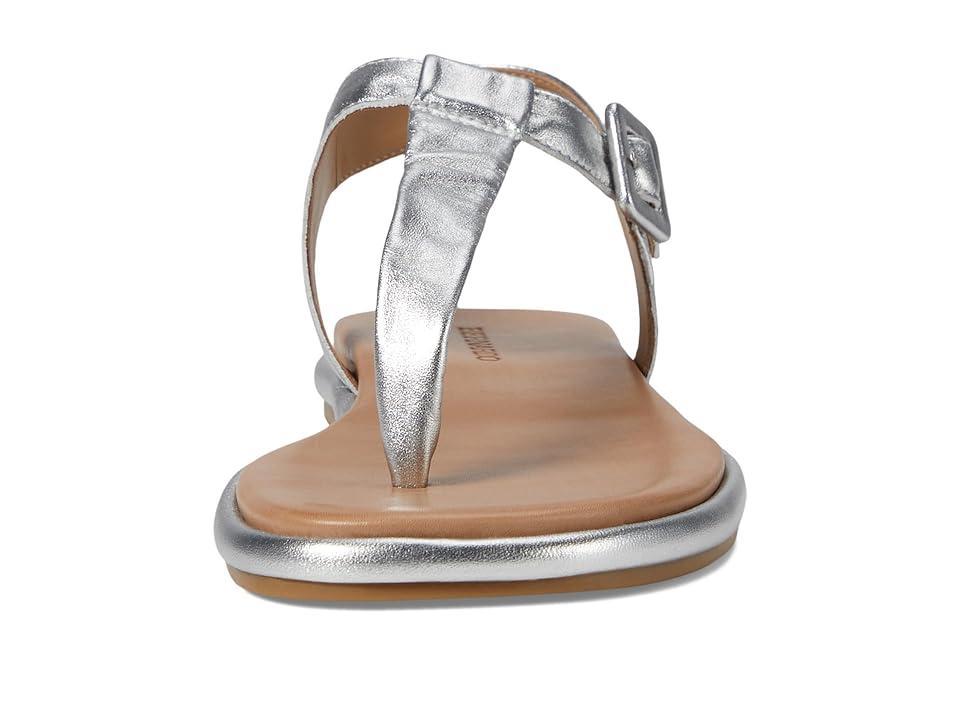 Metallic Leather Thong Ankle-Strap Sandals Product Image
