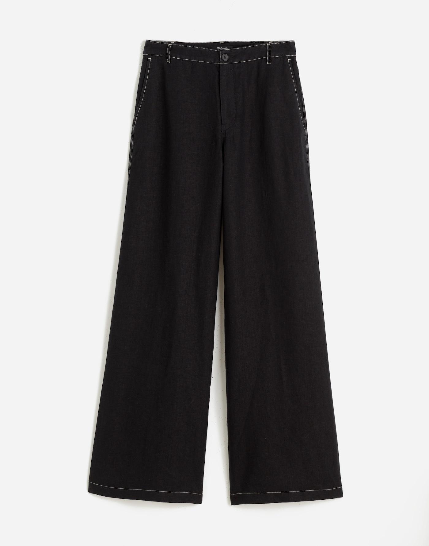 The Zoe Relaxed Wide Pant in 100% Linen Product Image