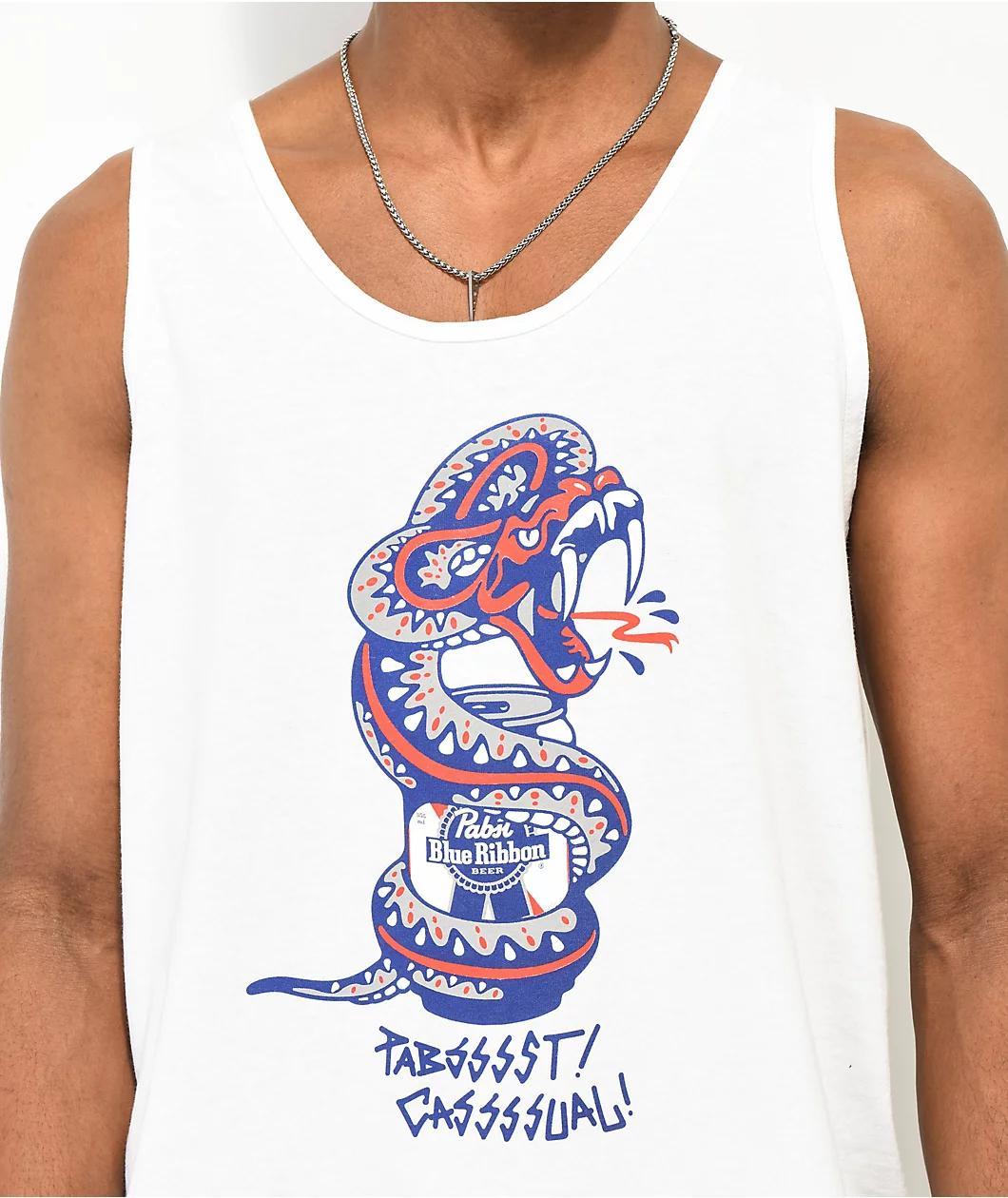 Casual Industrees x Pabst Pabsssst White Tank Top Product Image