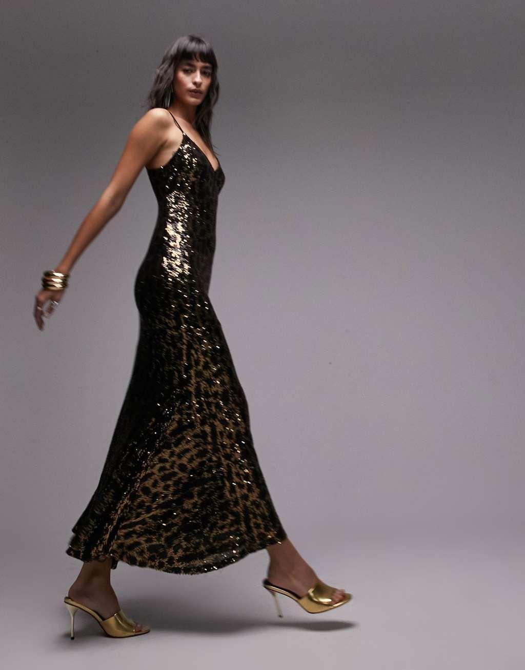 Topshop animal sequin maxi dress Product Image