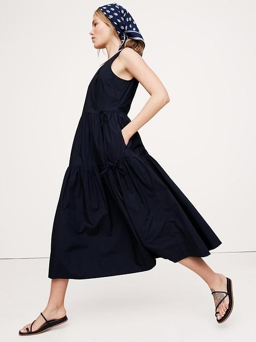 Cotton Poplin Wrap Maxi Dress Product Image