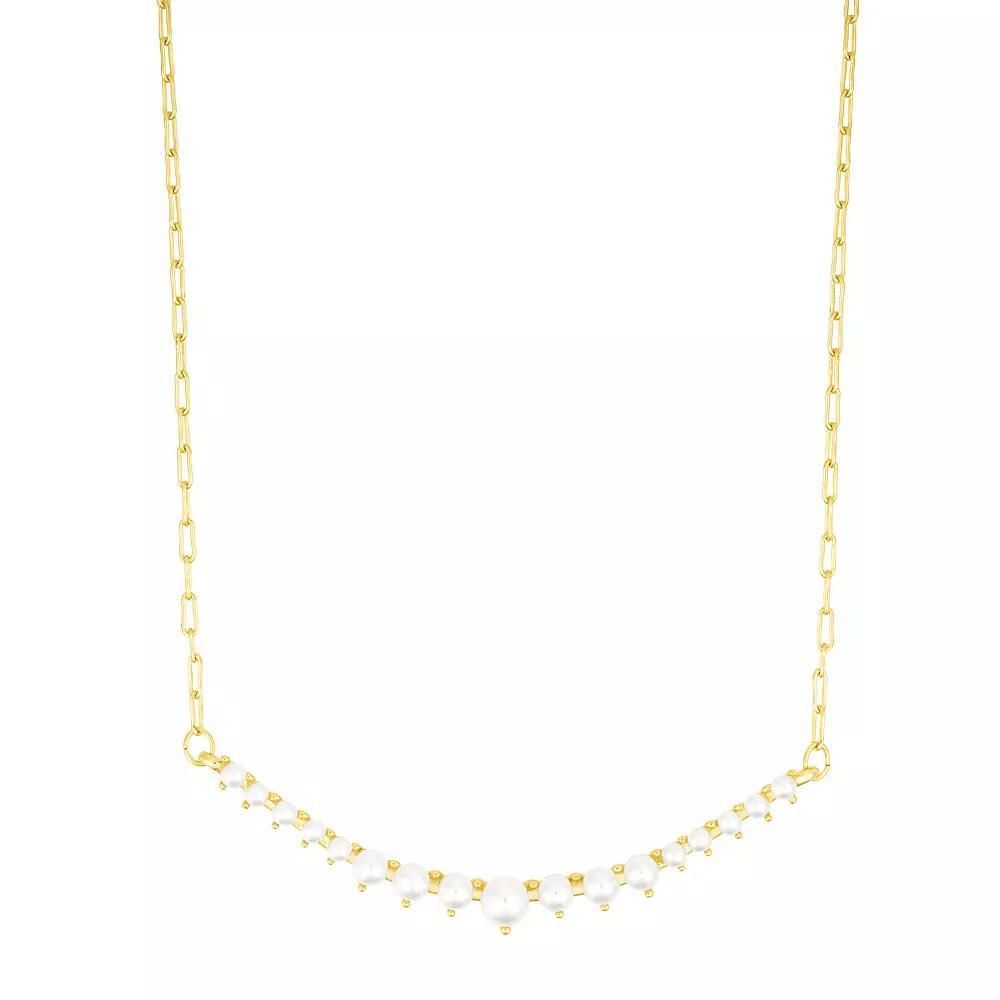 Adornia Simulated Pearl Curved Bar Necklace, Womens Silver Tone Product Image