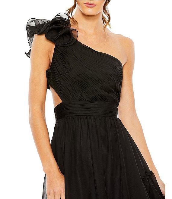 Mac Duggal One Shoulder Ruffle Sleeveless Cut Out Asymmetrical Hem High-Low Gown Product Image