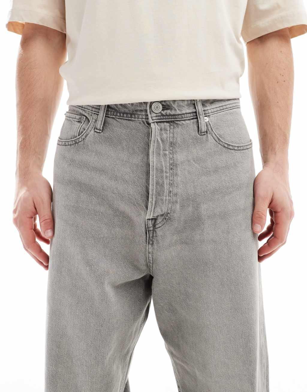 Jack & Jones ron skater fit jeans in gray wash Product Image