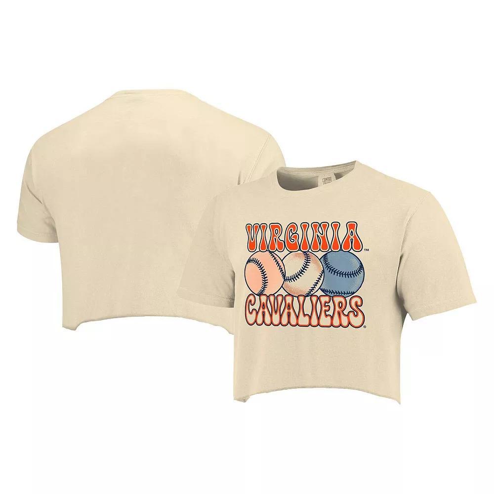 Women's Natural Virginia Cavaliers Comfort Colors Baseball Cropped T-Shirt, Size: Medium, Beige Product Image