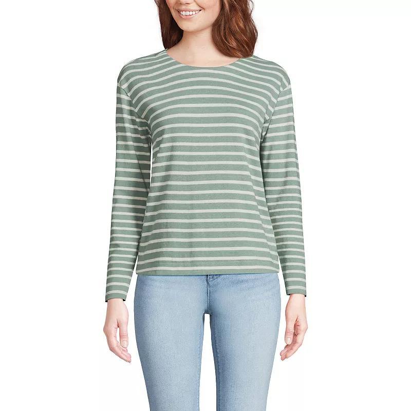 Womens Lands End Long Sleeve Mariner Jersey Crewneck Tee Product Image