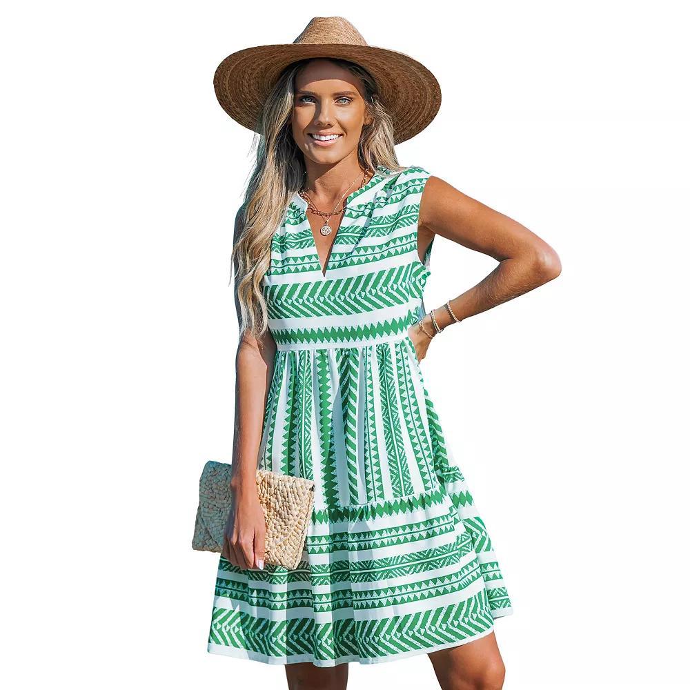 Women's Cupshe Geometric Mini Dress, Size: XS, Green Product Image