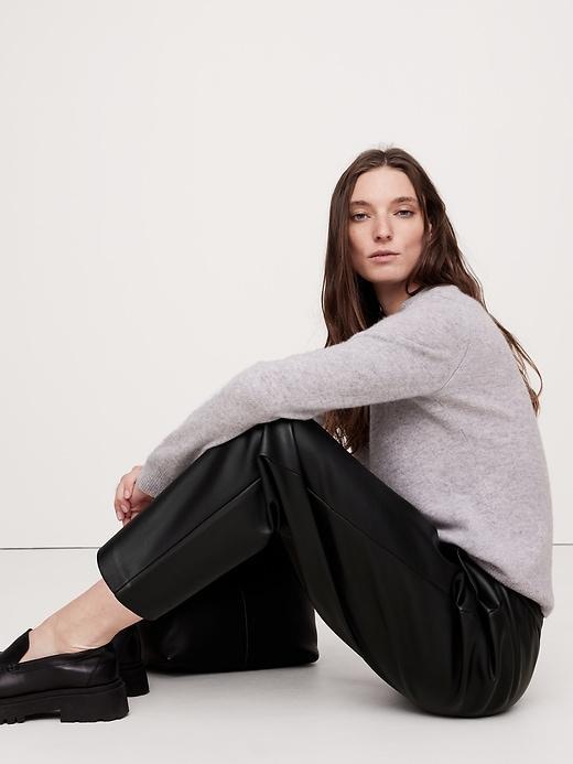 Mid-Rise Slim Vegan Leather Pull-On Pant Product Image