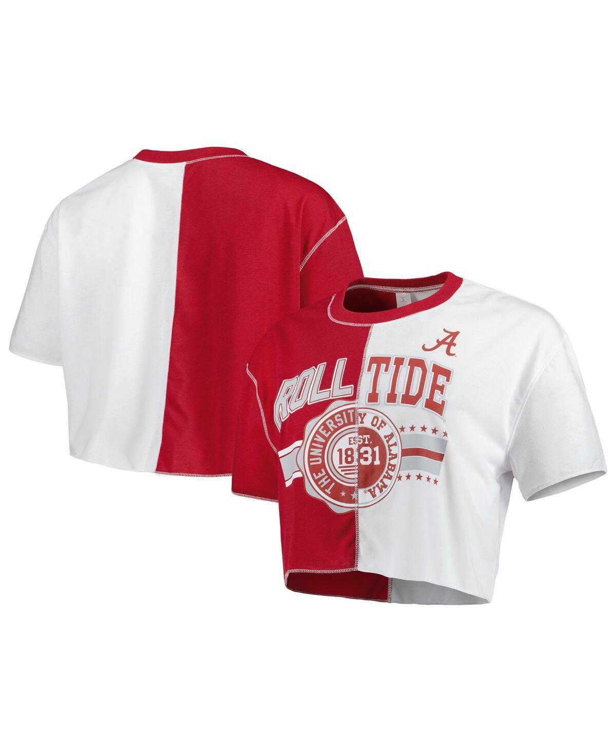 Women's ZooZatz Crimson/White Alabama Crimson Tide Colorblock Cropped T-Shirt, Size: Small, Red Product Image