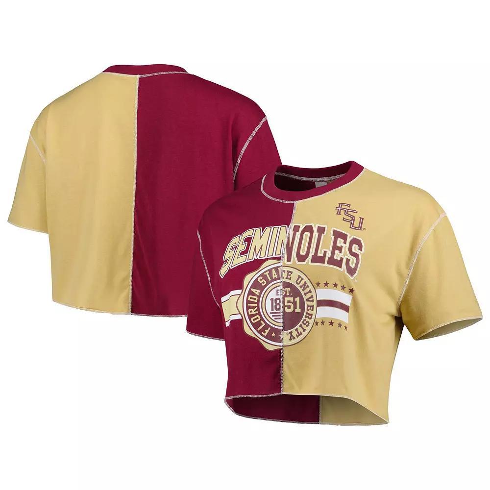 Women's ZooZatz Maroon/Gold Florida State Seminoles Colorblock Cropped T-Shirt, Size: XS, Red Product Image
