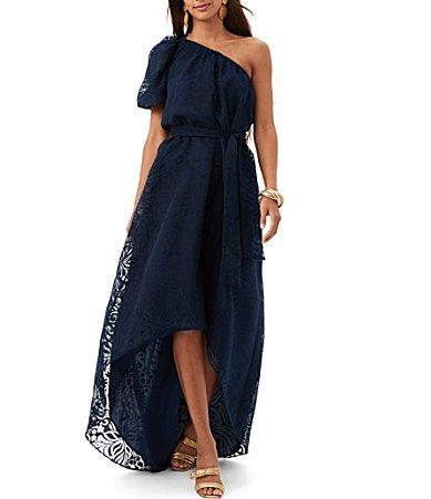 Womens Afloat One-Shoulder Lace High-Low Dress Product Image