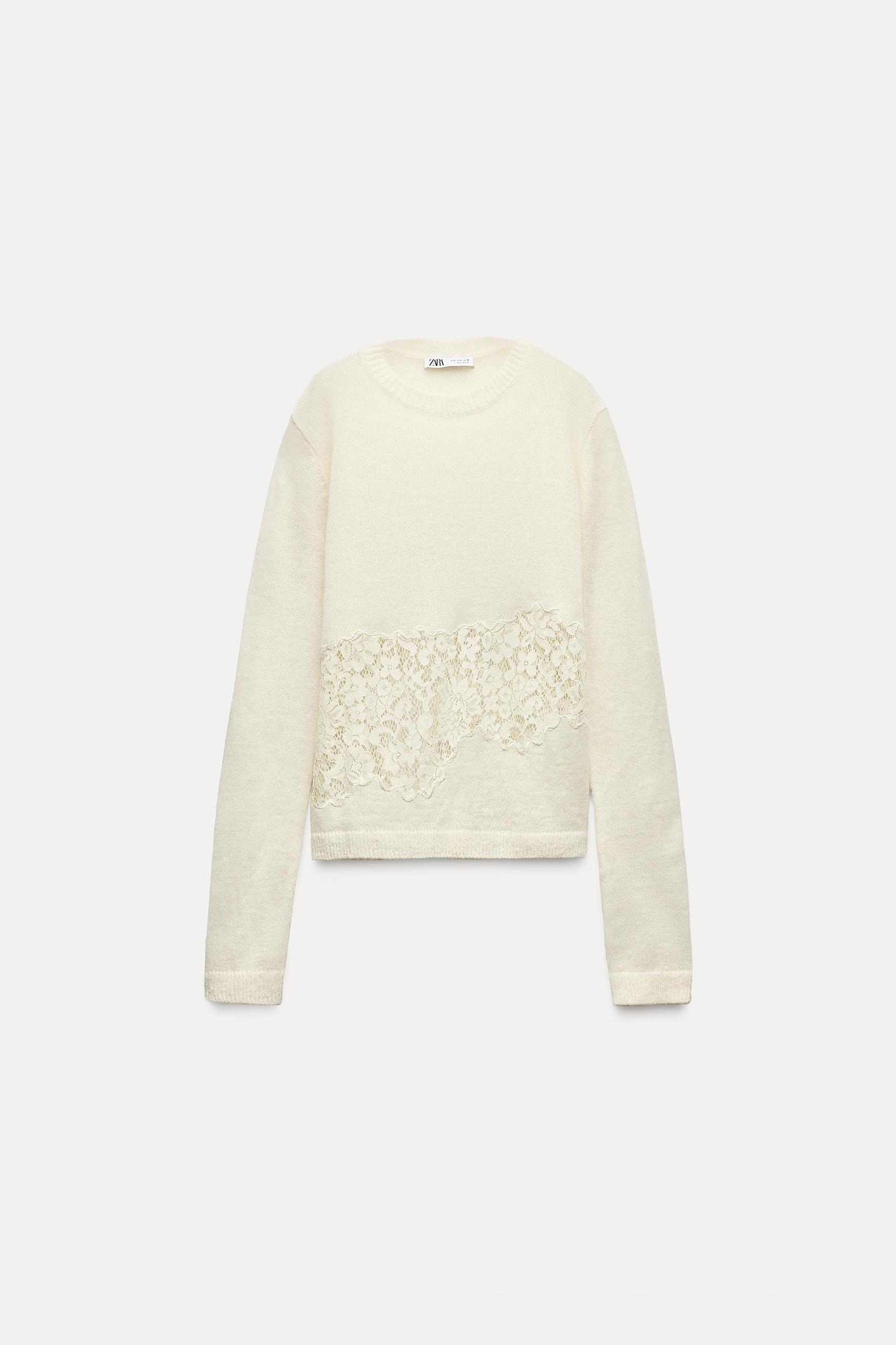 COMBINATION KNIT LACE SWEATER Product Image